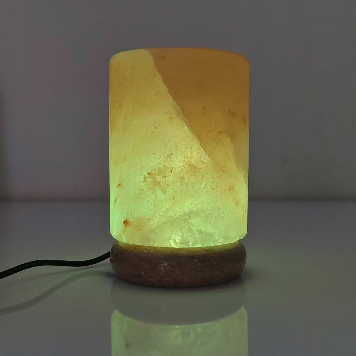 USB Colour Changing Salt Himalayan Lamp - Cylinder Shape Pink Rock LED Light