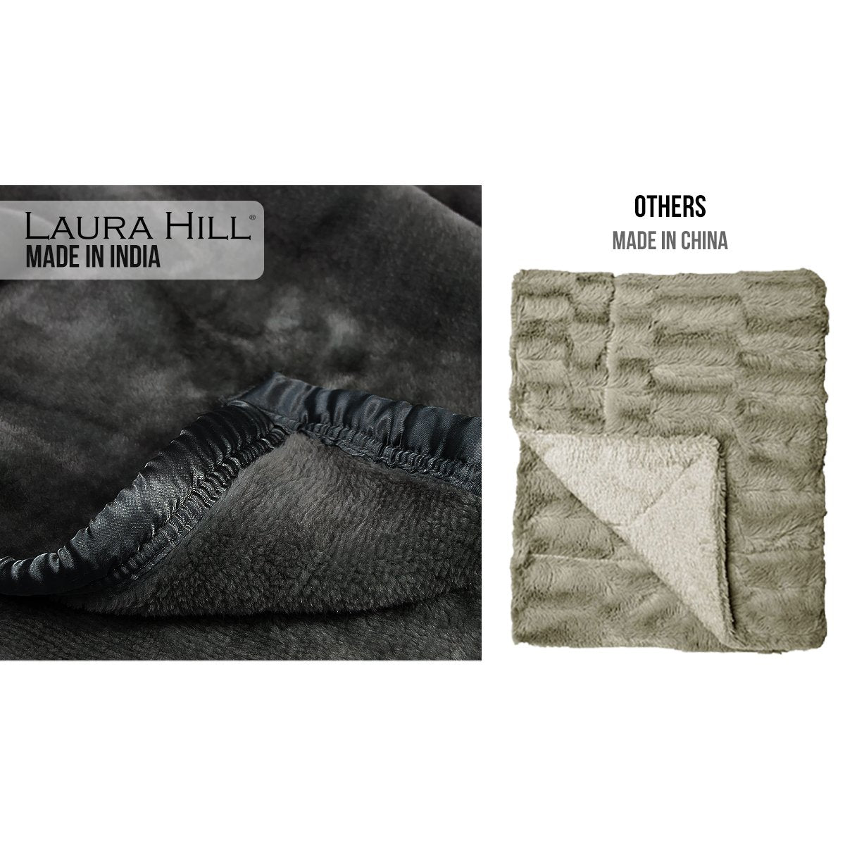 Laura Hill 800-gsm Faux Mink Throw Rug Blanket Queen Size Double-sided Large Super Luxurious Soft Heavy - Black