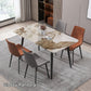 120x60cm Glossy Pandora Minimalist Slate Kitchen Dining Table Marble Lunch Dinner Table Solid Metal Legs