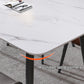 120x60cm Glossy Pandora Minimalist Slate Kitchen Dining Table Marble Lunch Dinner Table Solid Metal Legs