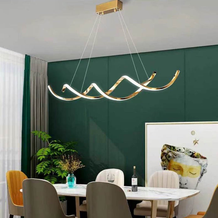 120cm Modern Minimalist Titanium Gold Pendant Light Adjustable LED Chandelier