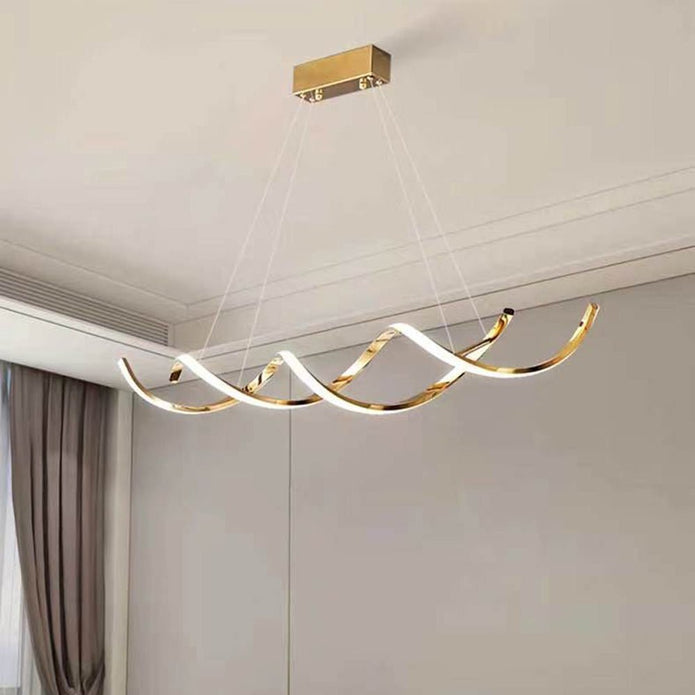 150cm Modern Minimalist Titanium Gold Pendant Light Adjustable LED Chandelier