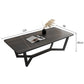 120x60cm Matte Black Minimalist Slate Coffee Table Marble Tea Table Living Room Rectangle Cocktail Side Table Solid Metal Legs