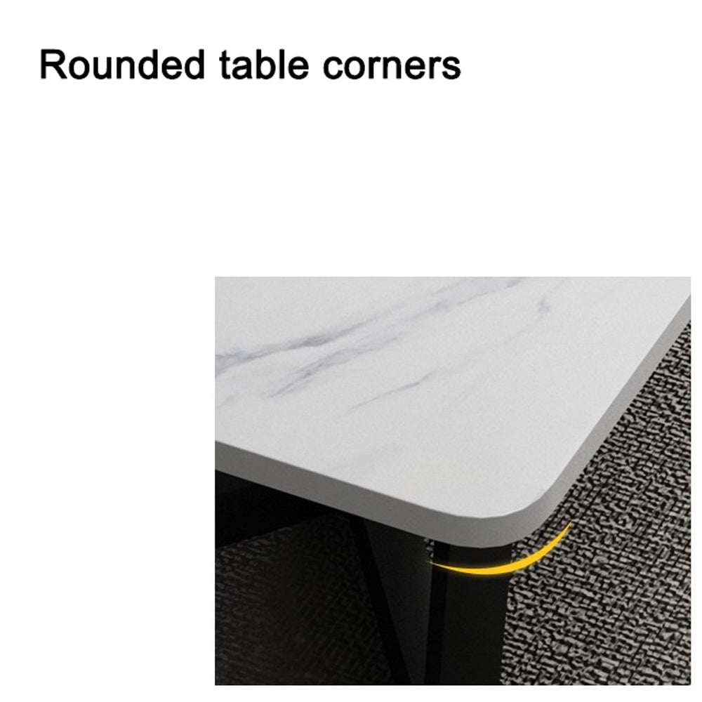 120x60cm Matte Grey Minimalist Slate Coffee Table Marble Tea Table Living Room Rectangle Cocktail Side Table Solid Metal Legs