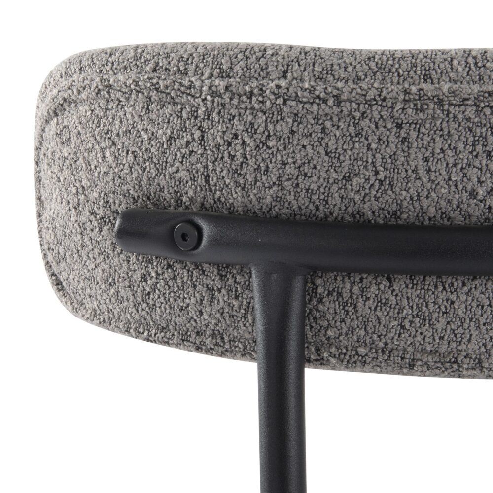 Plush Boucle Cushioned Elsa Dining Chairs in Slate Grey