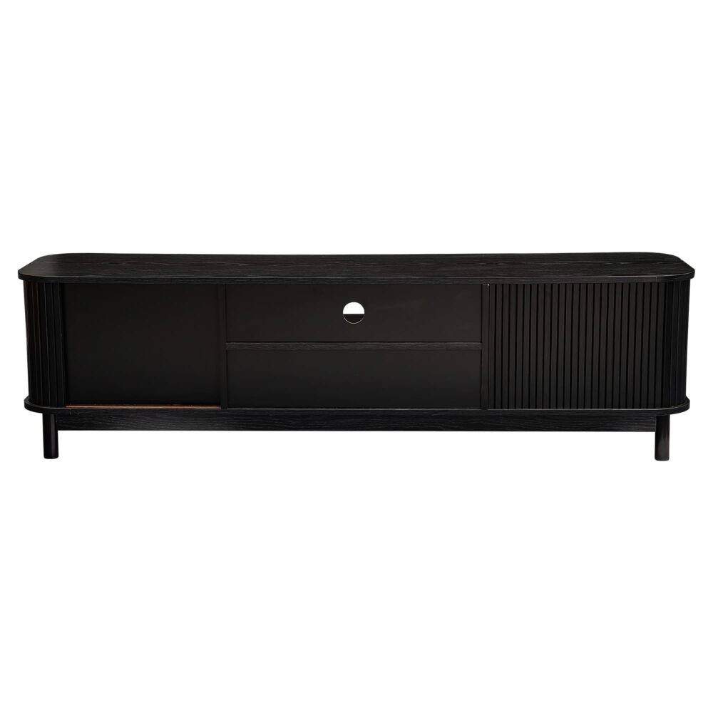 160cm Entertainment Unit Ribbed Black