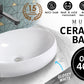 Muriel 40 x 30 x 13cm White Ceramic Bathroom Basin Vanity Sink Oval Above Counter Top Mount Bowl