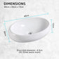 Muriel 40 x 30 x 13cm White Ceramic Bathroom Basin Vanity Sink Oval Above Counter Top Mount Bowl