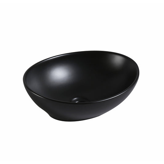 Muriel 41 x 34 x 14.5cm Black Ceramic Bathroom Basin Vanity Sink Oval Above Counter Top Mount Bowl