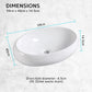 Muriel 59 x 40 x 14.5cm White Ceramic Bathroom Basin Vanity Sink Oval Above Counter Top Mount Bowl