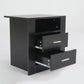 Bedside Table Side Storage Cabinet Nightstand Bedroom 2 Drawer 1 Shelf ZURI BLACK