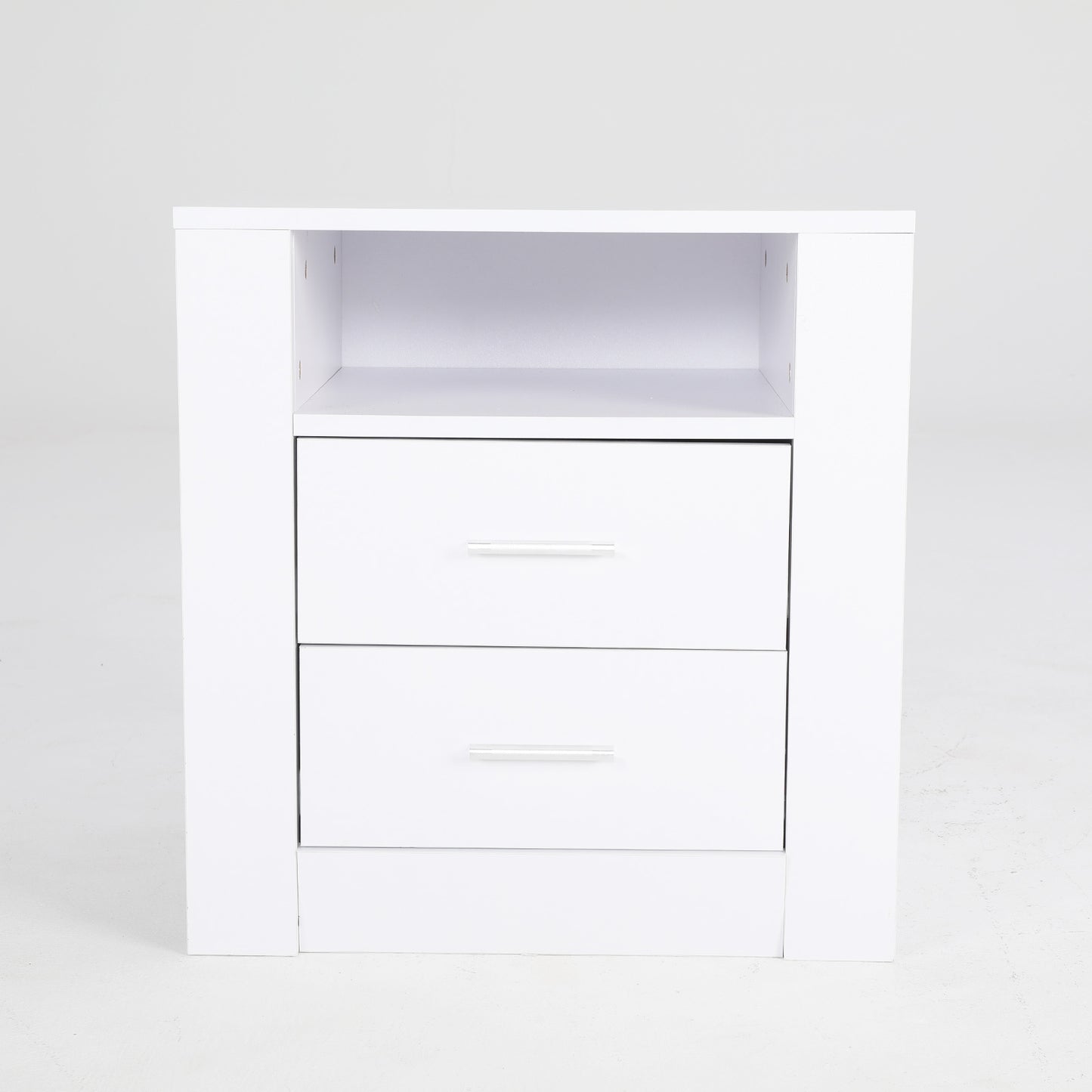 Bedside Table Side Storage Cabinet Nightstand Bedroom 2 Drawer 1 Shelf ZURI WHITE