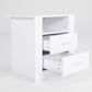 Bedside Table Side Storage Cabinet Nightstand Bedroom 2 Drawer 1 Shelf ZURI WHITE