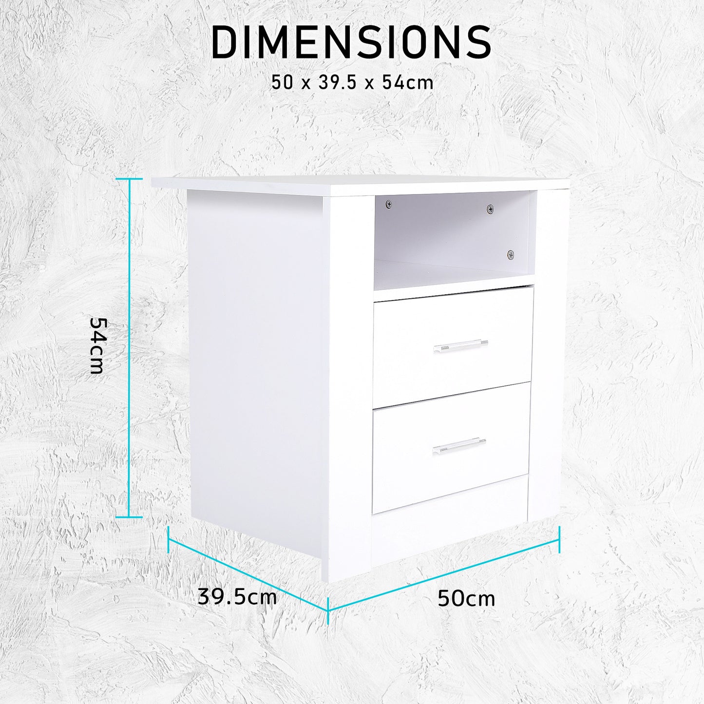 2X Bedside Table Side Storage Cabinet Nightstand Bedroom 2 Drawer 1 Shelf ZURI WHITE