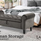 Storage Ottoman Stool Arm Bench Seat 132cm Velvet GREY