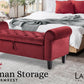 Storage Ottoman Stool Arm Bench Seat 132cm Velvet RED