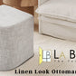 Ottoman Stool Linen Fabric Footstool Foot Rest Pouffe Pouf Seat - Cream Grey