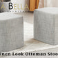 2X Ottoman Stool Linen Fabric Footstool Foot Rest Pouffe Pouf Seat - Cream Grey