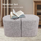 2X Ottoman Stool Linen Fabric Footstool Foot Rest Pouffe Pouf Seat - Dark Grey