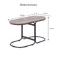 Coffee Table Oval Wooden Top Iron Metal Base Side End Table - Brown