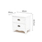 2X Bedside Table 2 Drawer Vintage Side Table Storage Cabinet Bedroom LYDIA WHITE