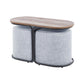 3 Piece Set Coffee Table & Ottoman Wood Side End Table Industrial - GREY