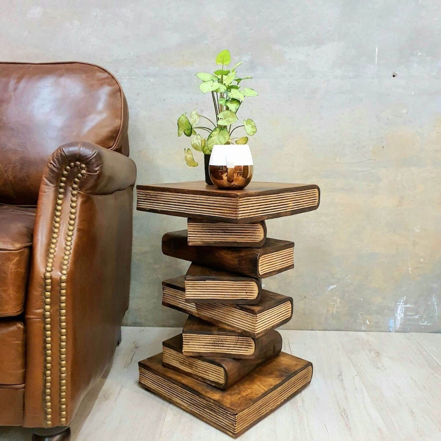 Side Table, corner Stool, Plant Stand Raintree Wood Natural Finish-Book