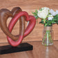 Heart Love Wood Carving Wood Sculpture Acacia Wooden Statue Heart in red 22cm