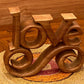 Wooden carved LOVE words decoration 27 cm long