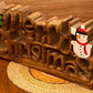 Wooden carved Merry Christmas decoration 38 cm long with Tree and Star