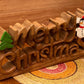 Wooden carved Merry Christmas decoration 38 cm long with Tree and Star