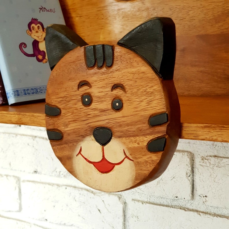 Wooden Wall Mounted Book Shelf CAT theme for children's room