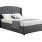 Paris Tall Tufted Velvet Dark Grey Bed with Storage Drawer - King