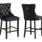 French Provincial Black Bar Stools with Footrest - Set of 2