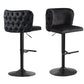 Lara Tufted Height Adjustable Swivel Bar Stools with Footrest - Black