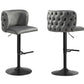 Lara Tufted Height Adjustable Swivel Bar Stools with Footrest - Dark Grey