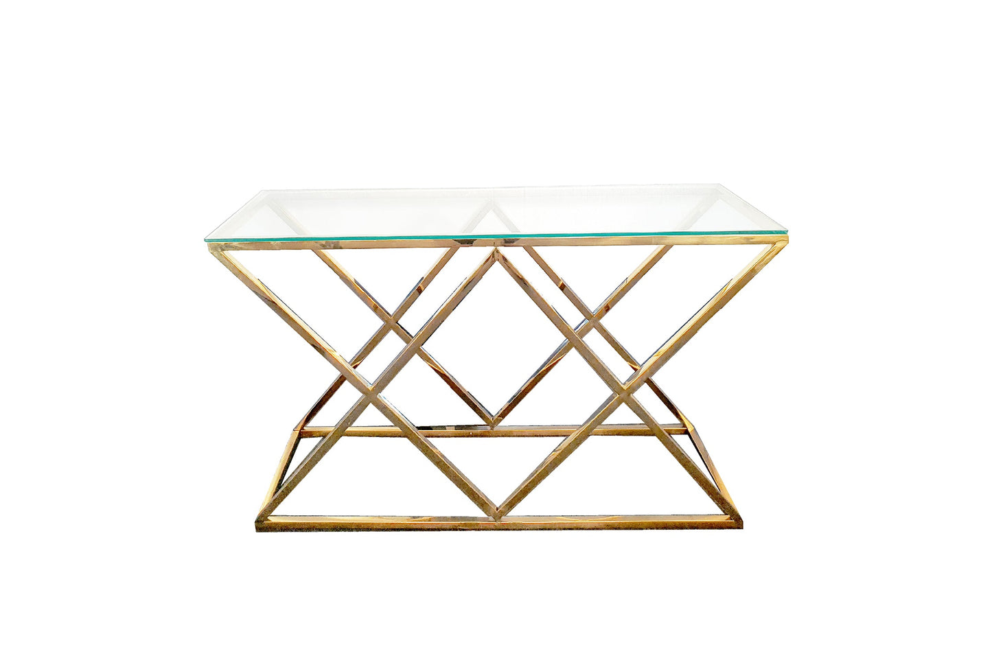 Alsea Console Table Gold Base - Clear Glass