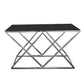 Alsea Console Table Silver Base - Black Glass