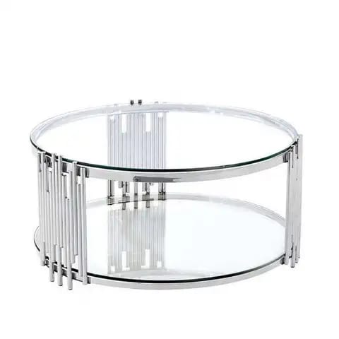 Chelsea Silver Coffee Table - Clear Glass