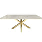 Miles Gold With White Marble Dining Table - 90cm x 180cm