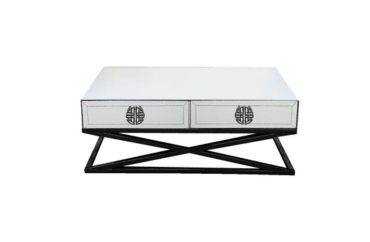 Athens Mirrored Coffee Table- Black Legs