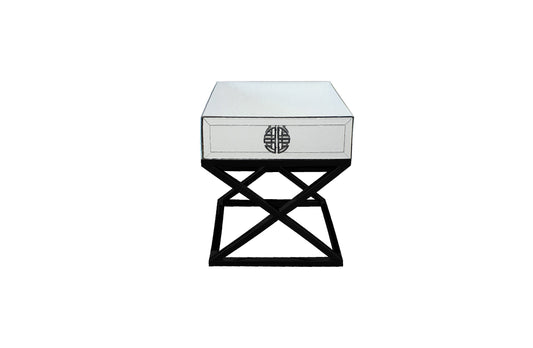Athens Mirrored Side Table- Black Legs