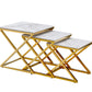 Bella Set of 3 Gold Side Table - White Marble