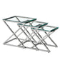 Bella Set of 3 Silver Side Table - Clear Glass