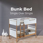 Baby Rose Single Bunk Bed Frame Solid Rubber Timber Wood Loft Furniture - White