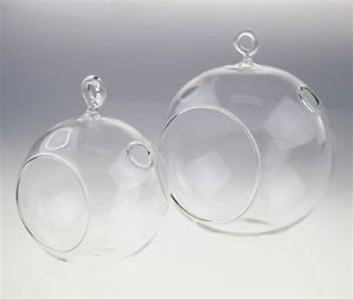 50 Wholesale Lot of Hanging Clear Glass Ball Tealight Candle Holder  - 10cm Diameter / High - Wedding Globe Decoration Terrarium Succulent Plant Mini Garden Holder Decor Craft Gift