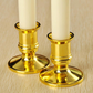 10 Pack Taper Stick White Battery Candle - Natural Flame Light Colour No Flicker - Gold Stand Base