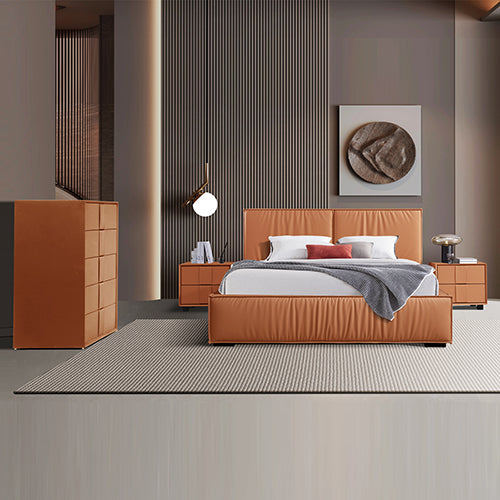 Louis 4pc King Bedroom Suite MDF With PU Leather Wooden Legs