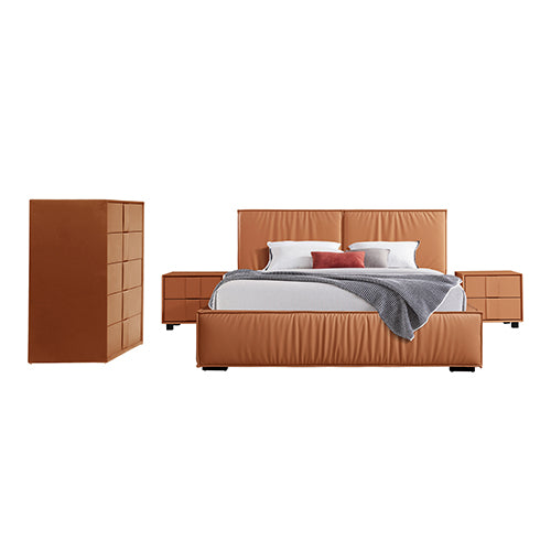 Louis 4pc King Bedroom Suite MDF With PU Leather Wooden Legs