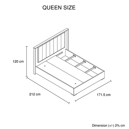 Queen 4 Pcs Bedroom Suite with Tallboy Fabric Upholstery MDF Combination of Champagne and Black Colour